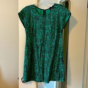 Green and black abstract NooWorks mini dress